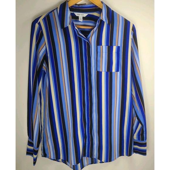 Nine West Tops - Nine West Women's Button Down Blouse Small Multicolor Striped Long Sleeve. EUC